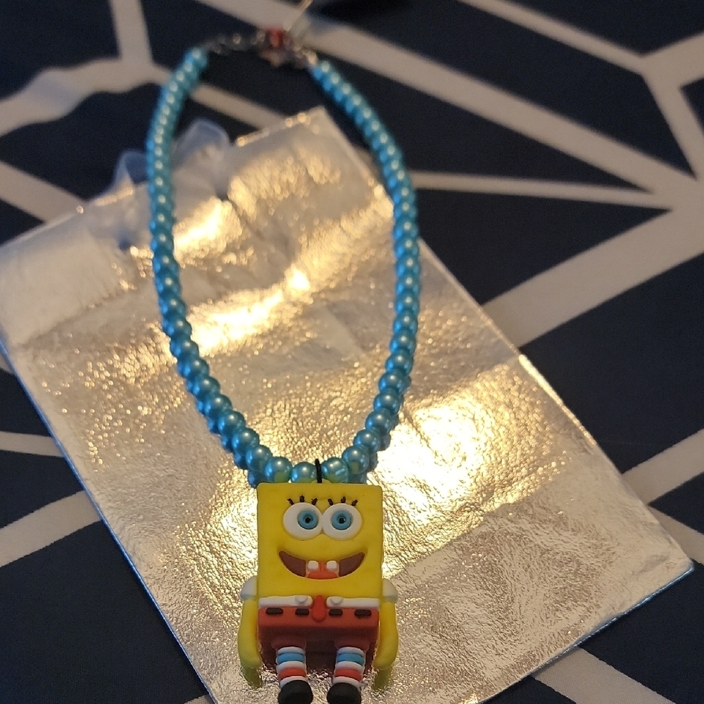 Kids Blue Beaded Necklace with Cartoon Pendant